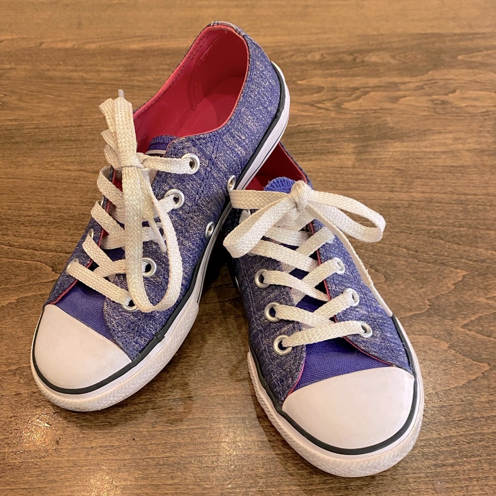 Size 13 Converse All-Stars, purple glitter